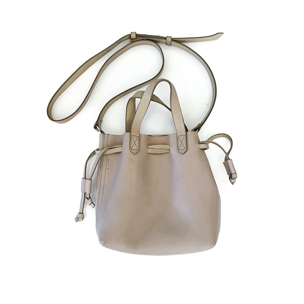 Madewell The Small Drawstring Transport Crossbody Bag Leather Gray